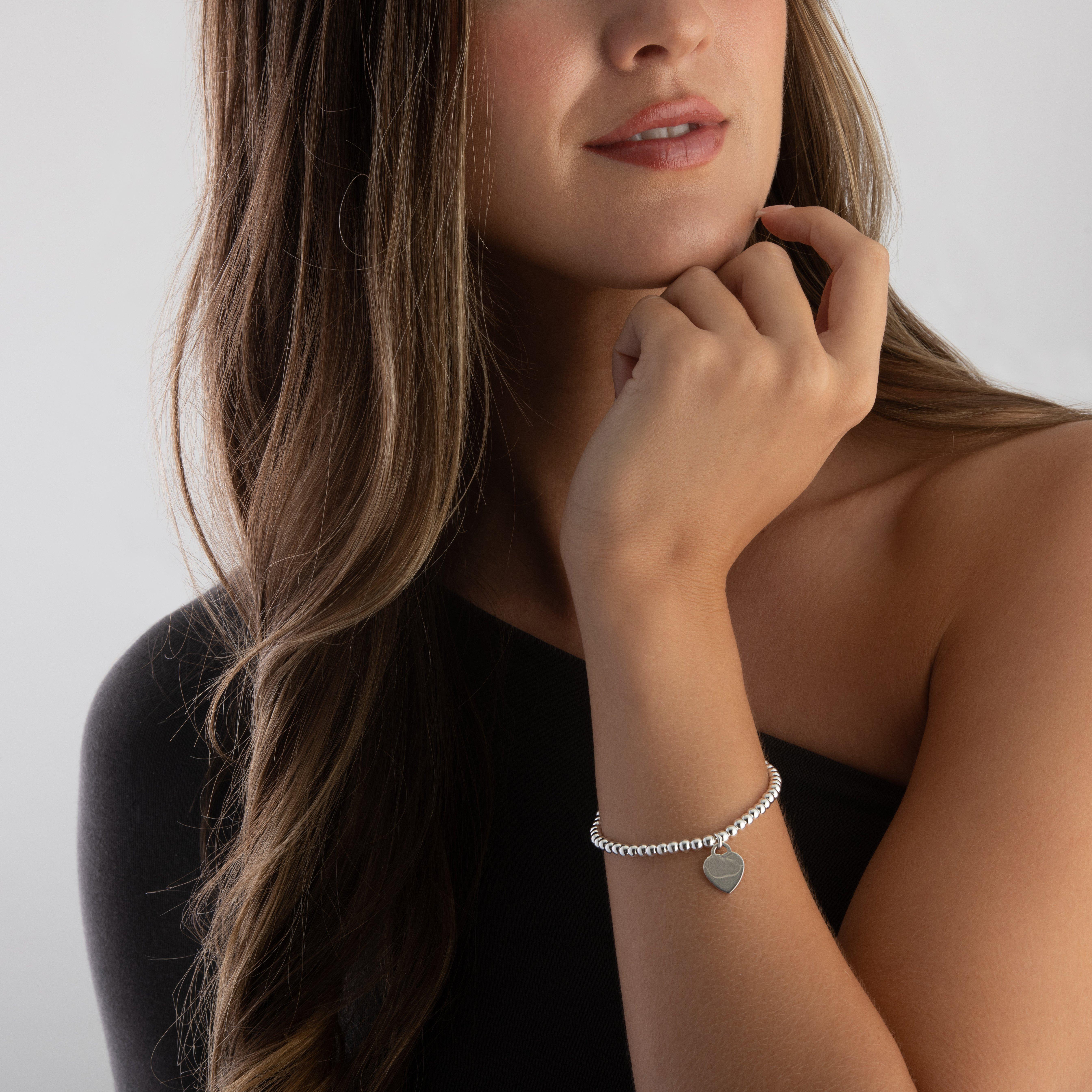 Beaverbrooks Silver Ball Heart Bracelet