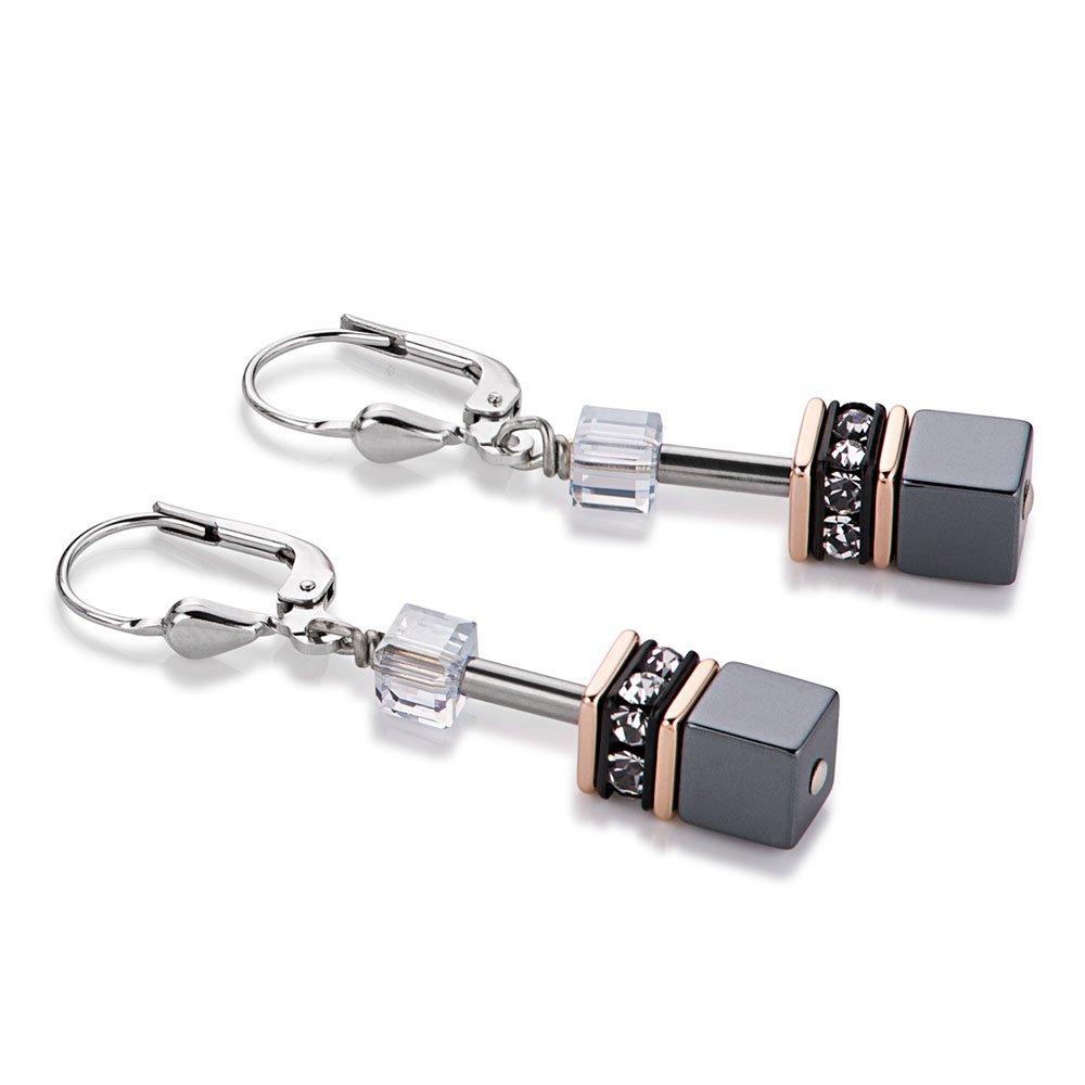 Coeur De Lion GeoCUBE Rose Gold Plated Drop Earrings