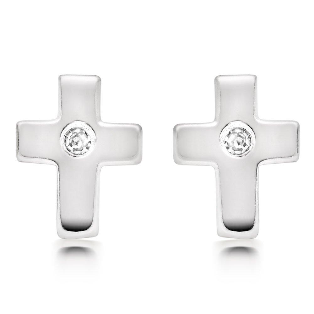 Diamond cross hot sale earrings studs