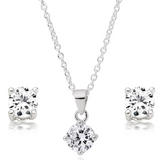 Silver Cubic Zirconia Pendant and Earrings Set