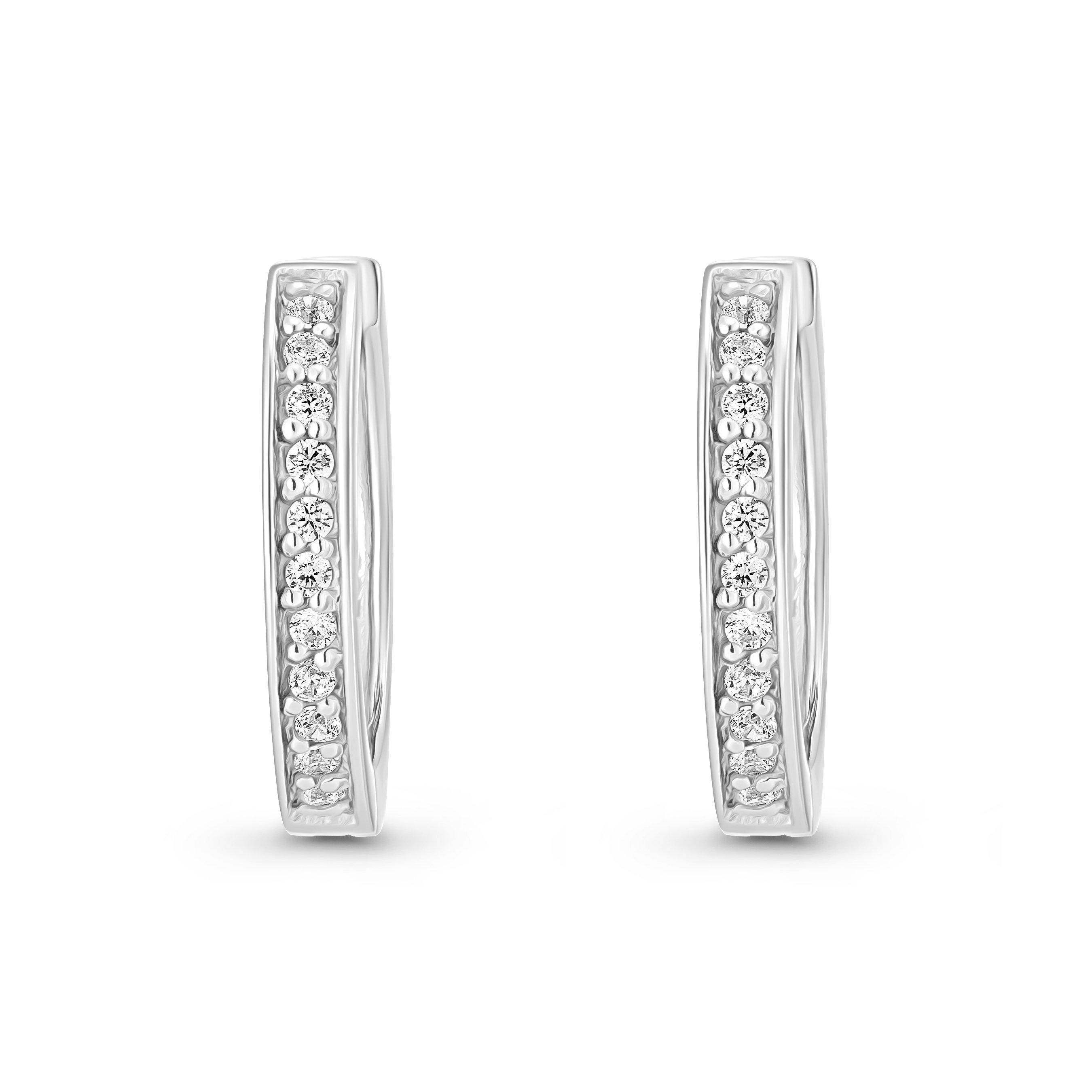 Silver Cubic Zirconia Huggie Hoop Earrings