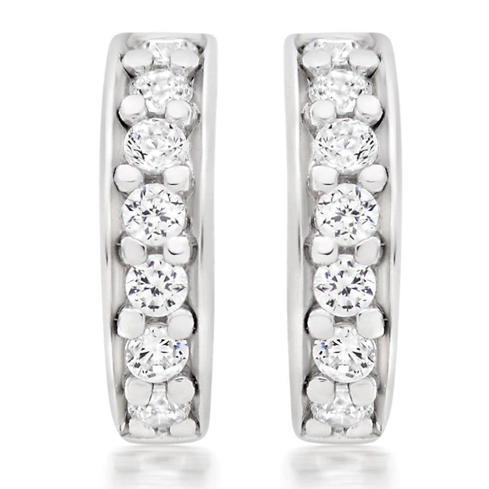 Silver Cubic Zirconia Huggie Earrings | 0109575 | Beaverbrooks the ...