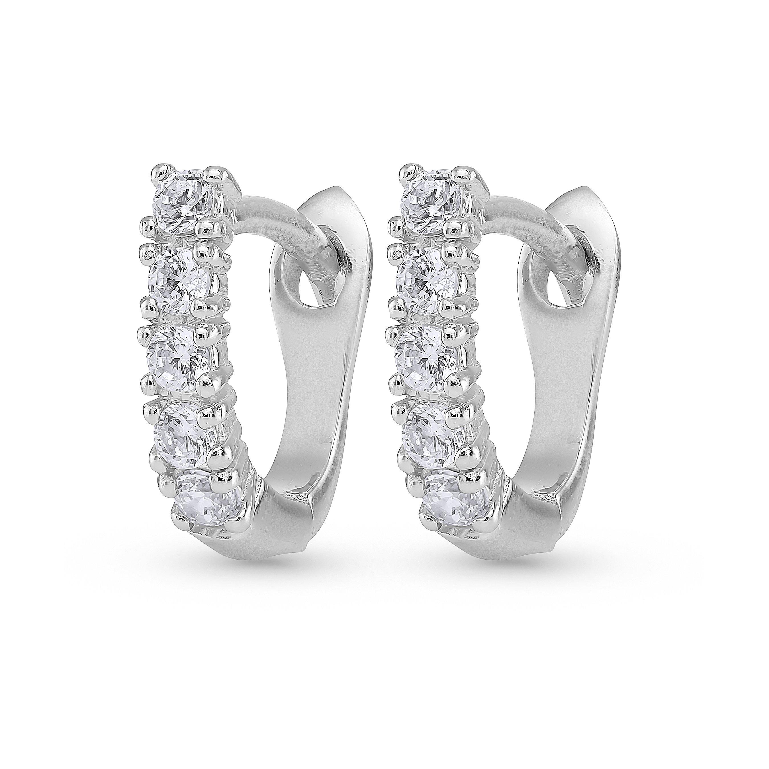 Silver cubic zirconia on sale huggie earrings