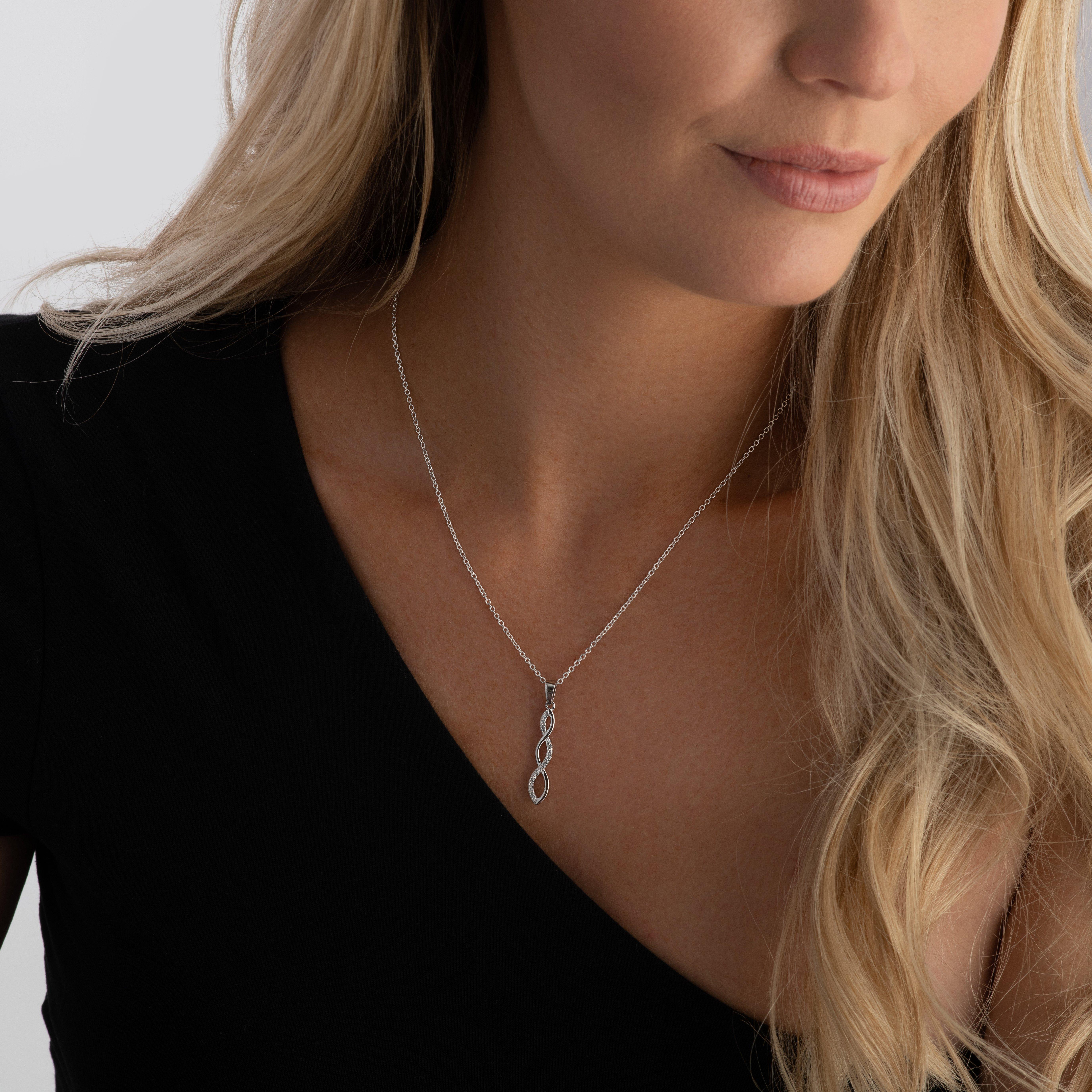 Silver Cubic Zirconia Infinity Drop Pendant