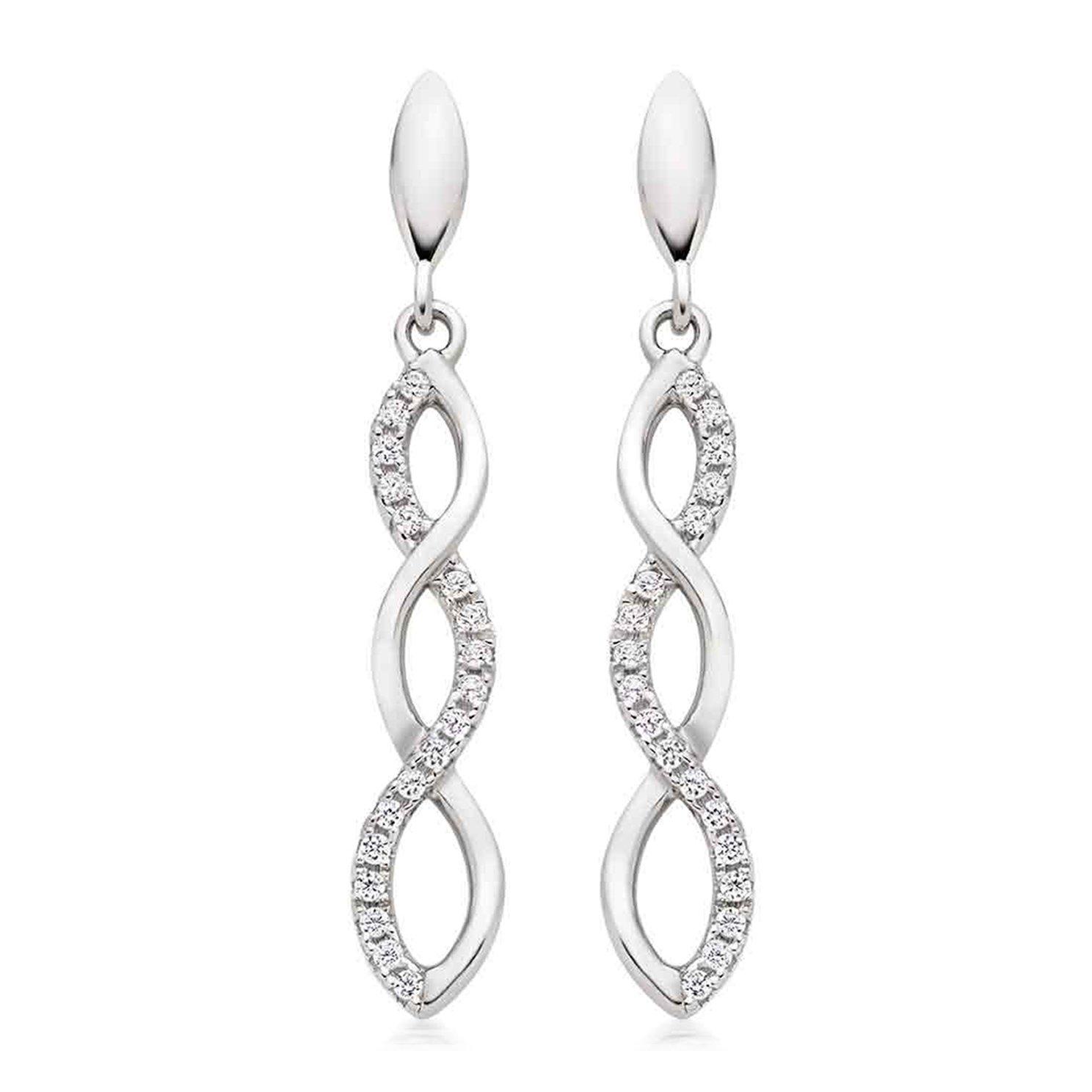 Silver Cubic Zirconia Infinity Drop Earrings