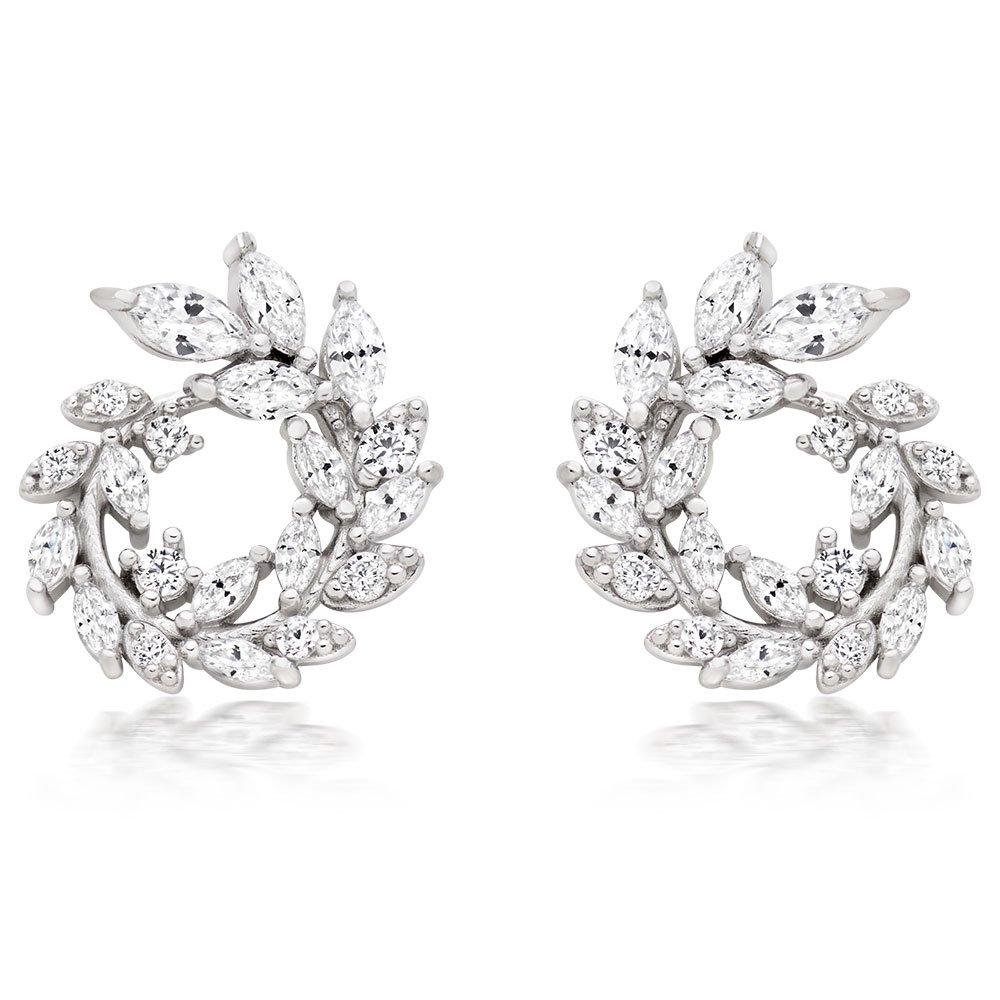 Silver Cubic Zirconia Swirl Earrings | 0110028 | Beaverbrooks the Jewellers