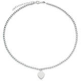 Silver Ball Heart Necklace