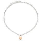 Silver and Rose Gold Plated Ball Heart Necklace
