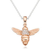 Rose Gold Plated Silver Cubic Zirconia Bee Pendant