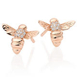 Rose Gold Plated Silver Cubic Zirconia Bee Earrings