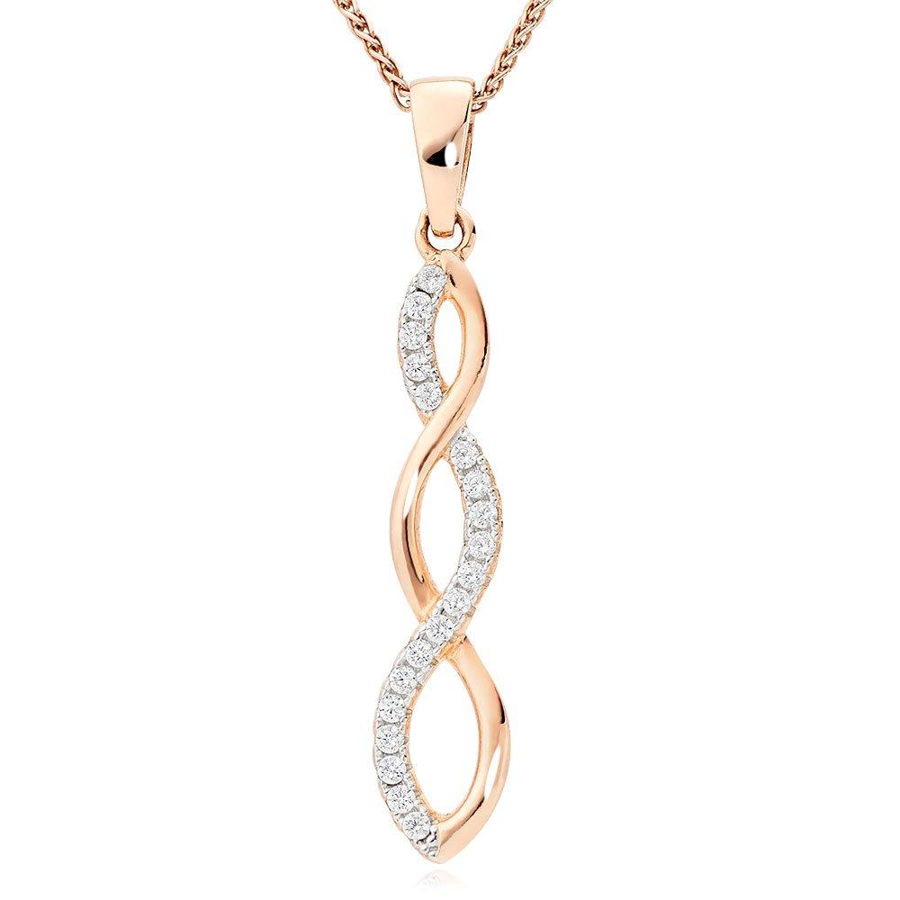 Rose Gold Plated Silver Cubic Zirconia Infinity Pendant