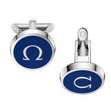 OMEGA Mania Stainless Steel and Blue Lacquer Cufflinks
