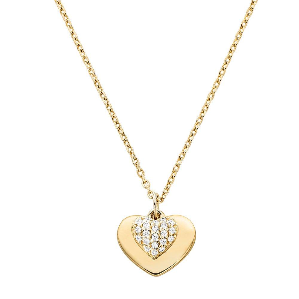 Michael Kors Love 14ct Gold Plated Silver Cubic Zirconia Heart Pendant 0114611 Beaverbrooks the Jewellers