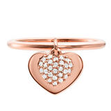 Michael Kors Love 14ct Rose Gold Plated Silver Cubic Zirconia Ring