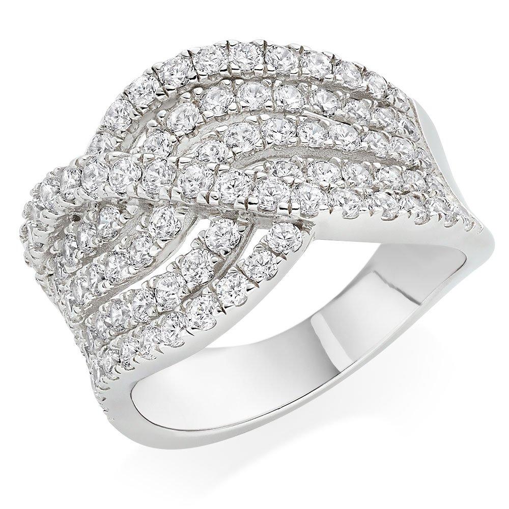 Silver Cubic Zirconia Wave Ring | 0114695 | Beaverbrooks the Jewellers