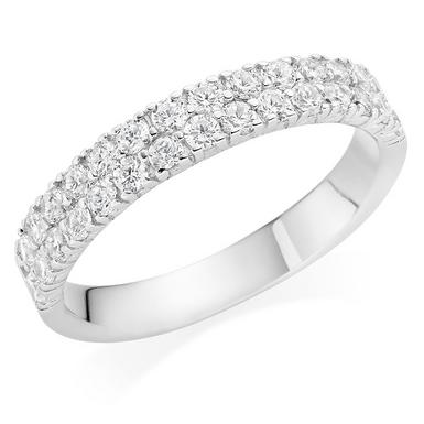 Silver Cubic Zirconia Two Row Ring