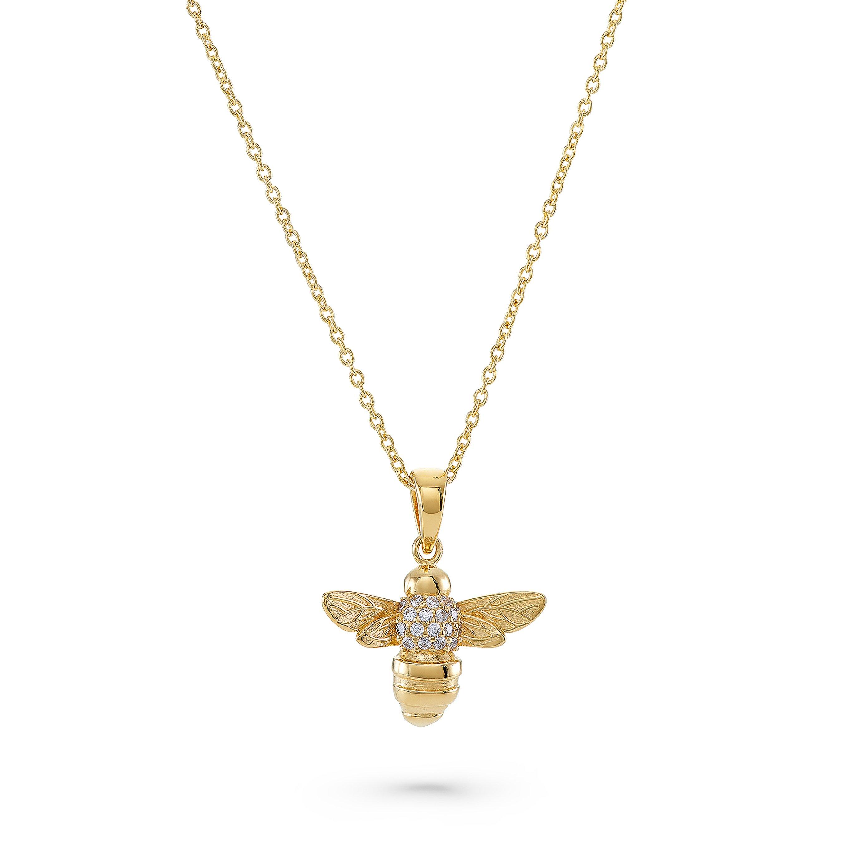 Gold Plated Silver Cubic Zirconia Bee Pendant