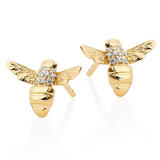 Gold Plated Silver Cubic Zirconia Bee Earrings