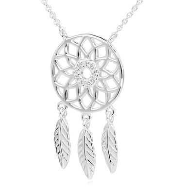 Silver Cubic Zirconia Dreamcatcher Necklace