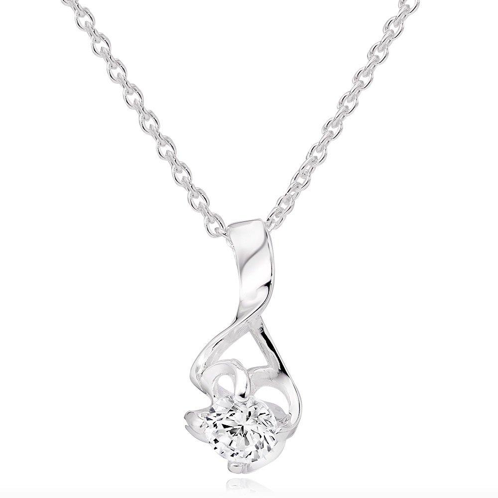 Beaverbrooks 1919 Wedding Women's Silver Cubic Zirconia Twist Pendant, Size 45cm