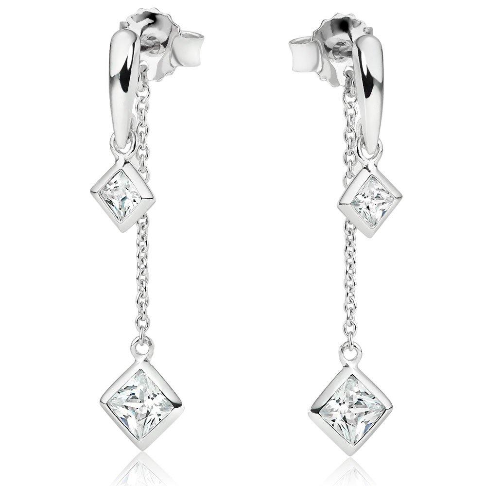 Silver Cubic Zirconia Drop Earrings | 0116061 | Beaverbrooks the Jewellers