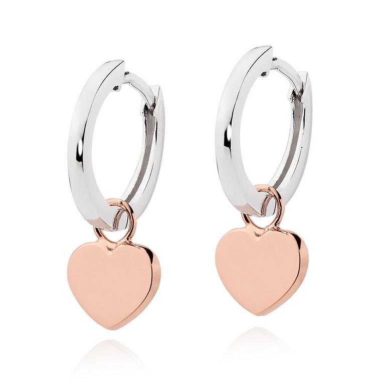 Silver and Rose Gold Plated Heart Hoop Earrings