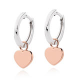 Silver and Rose Gold Plated Heart Hoop Earrings
