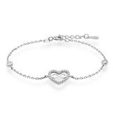 Silver Cubic Zirconia Infinity Heart Bracelet