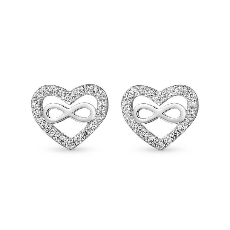 Silver Cubic Zirconia Infinity Heart Earrings