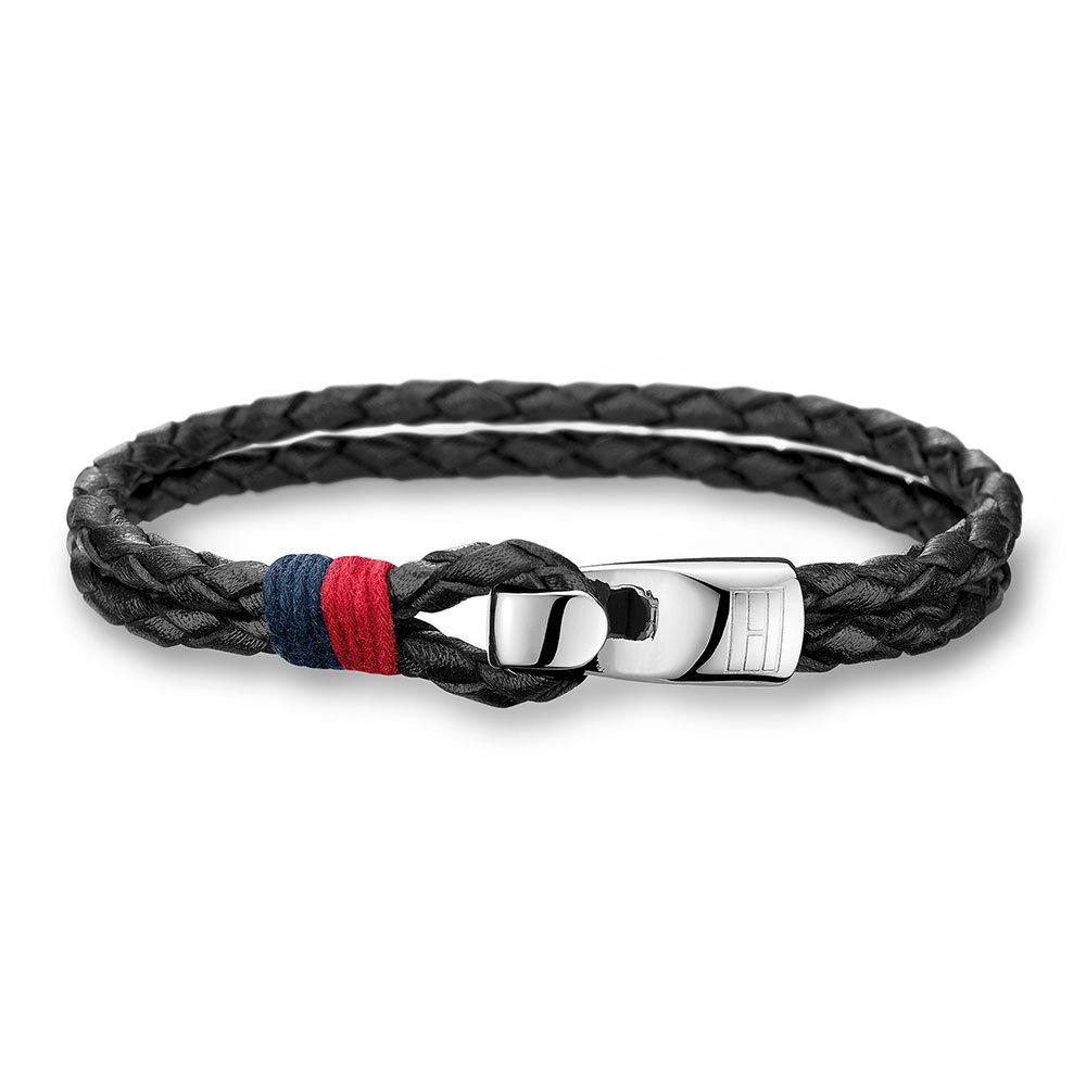 Tommy Hilfiger Black Leather Bracelet | 0117594 | Beaverbrooks the ...