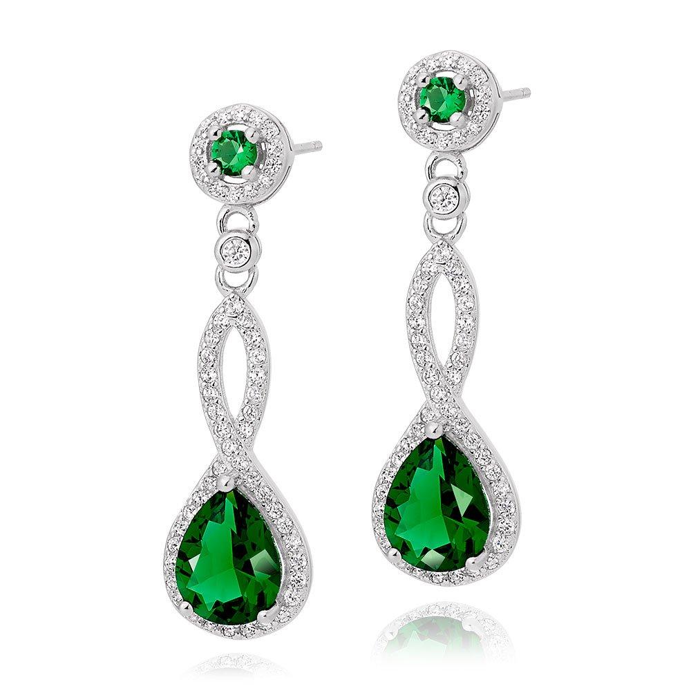 green and silver earrings