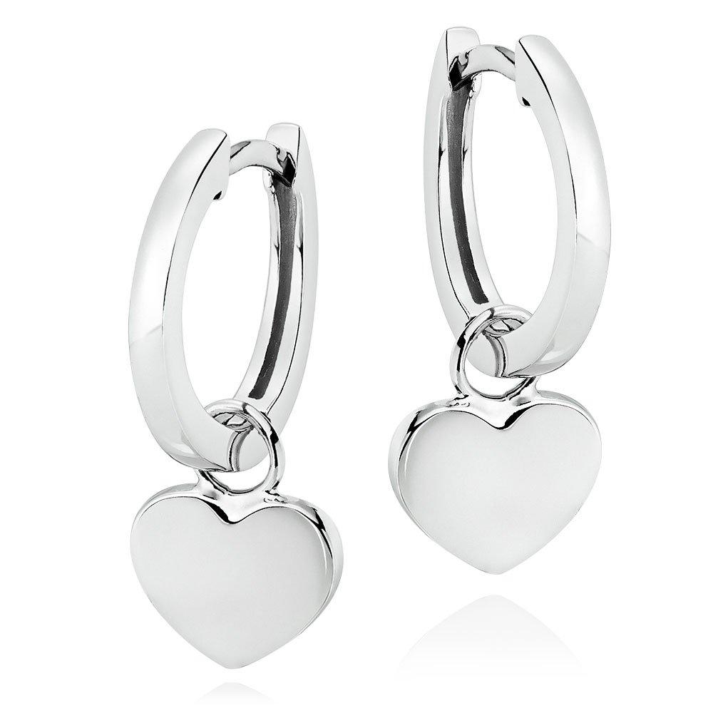 Heart Hoop Earrings Sterling Silver 45mm