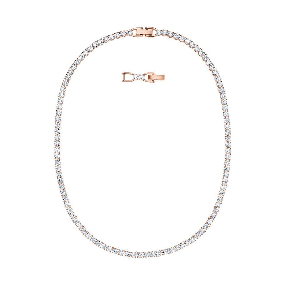 Swarovski Crystal Rose Gold Tone Tennis Necklace 0118588 Beaverbrooks the Jewellers