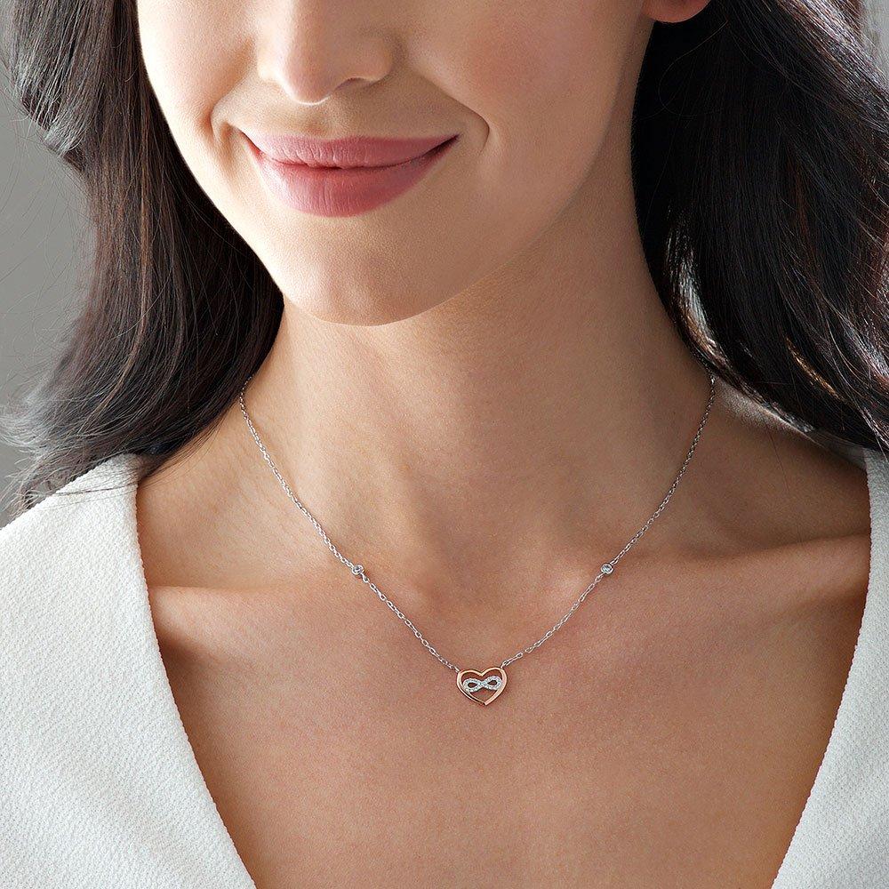 Silver Rose Gold Plated Cubic Zirconia Infinity Necklace