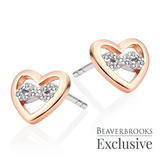 Silver Rose Gold Plated Cubic Zirconia Infinity Heart Earrings