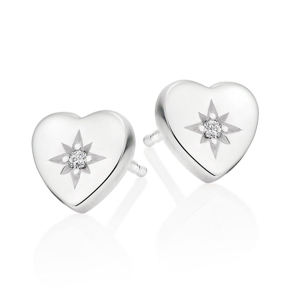 Silver Cubic Zirconia Heart Earrings 0118682 Beaverbrooks the Jewellers