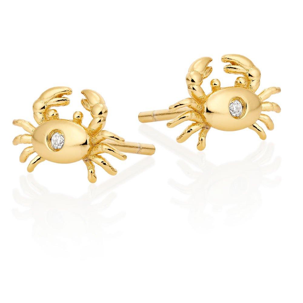 Silver Yellow Gold Plated Cubic Zirconia Crab Earrings | 0119239