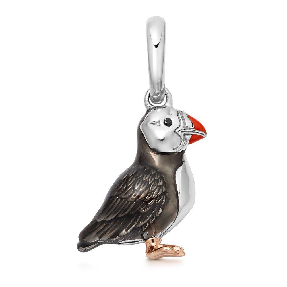 Silver 18ct Rose Gold Vermeil Puffin Charm