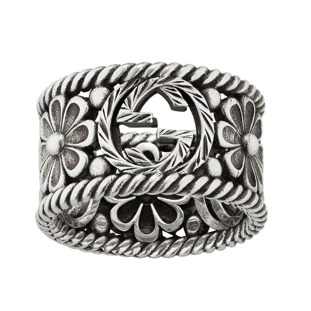 Gucci Interlocking G Flower Silver Ring 0119419 Beaverbrooks