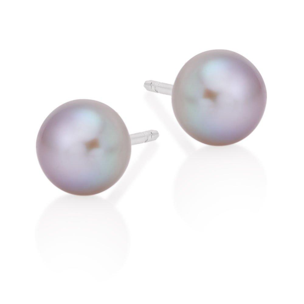 Beaverbrooks Silver Freshwater Cultured Grey Pearl Earrings