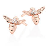 Mini B Rose Gold Plated Silver Cubic Zirconia Bee Earrings