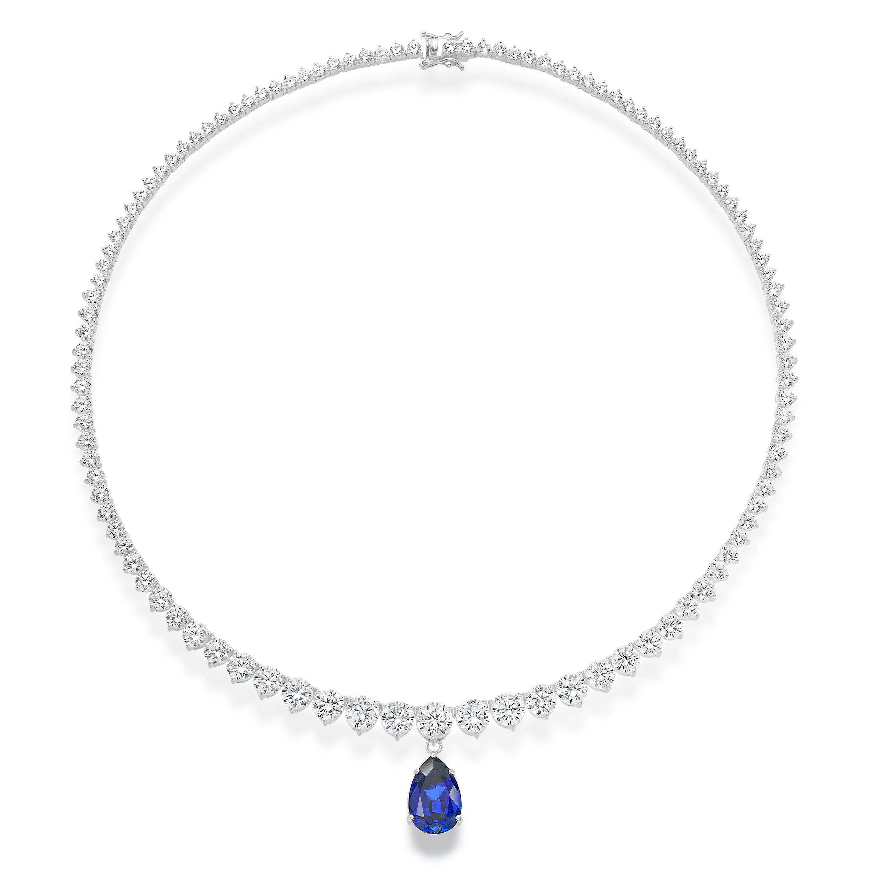 Silver Blue Cubic Zirconia Necklace