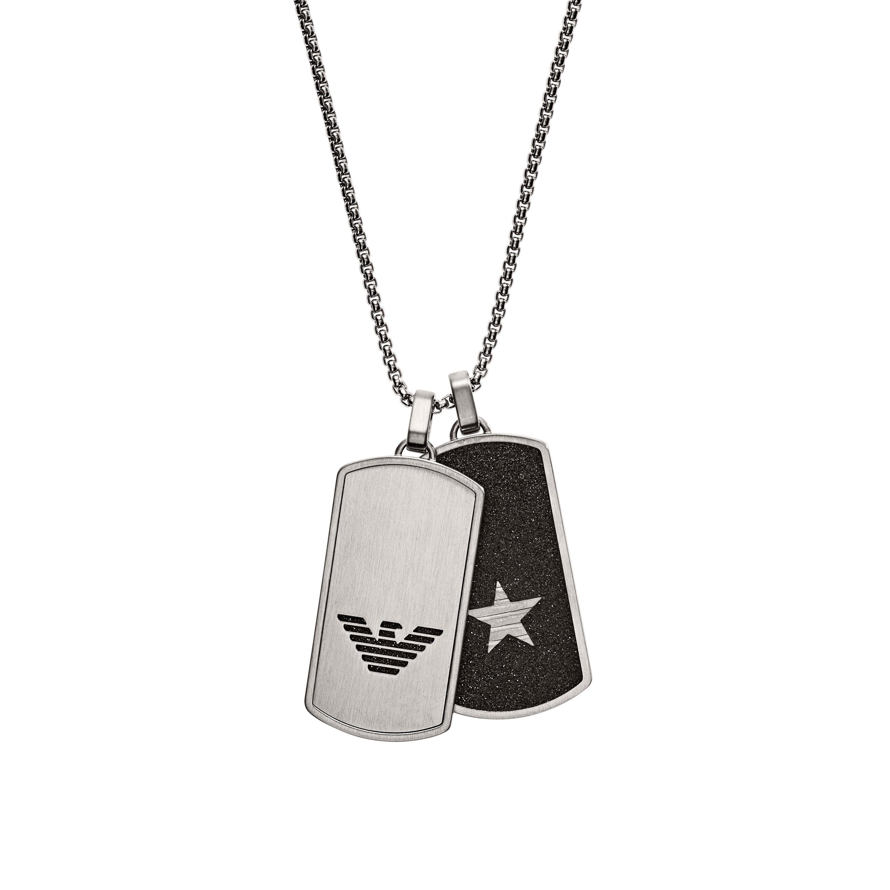 Emporio Armani Steel Dog Tag Men s Pendant 0120078 Beaverbrooks the Jewellers