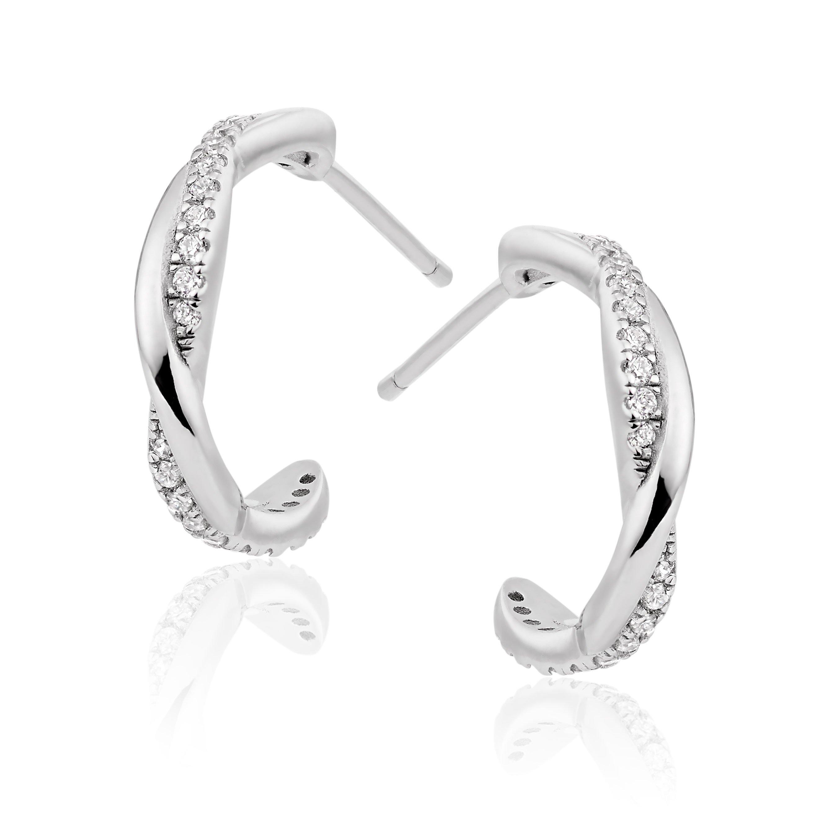Silver Cubic Zirconia Twist Earrings | 0120187 | Beaverbrooks the
