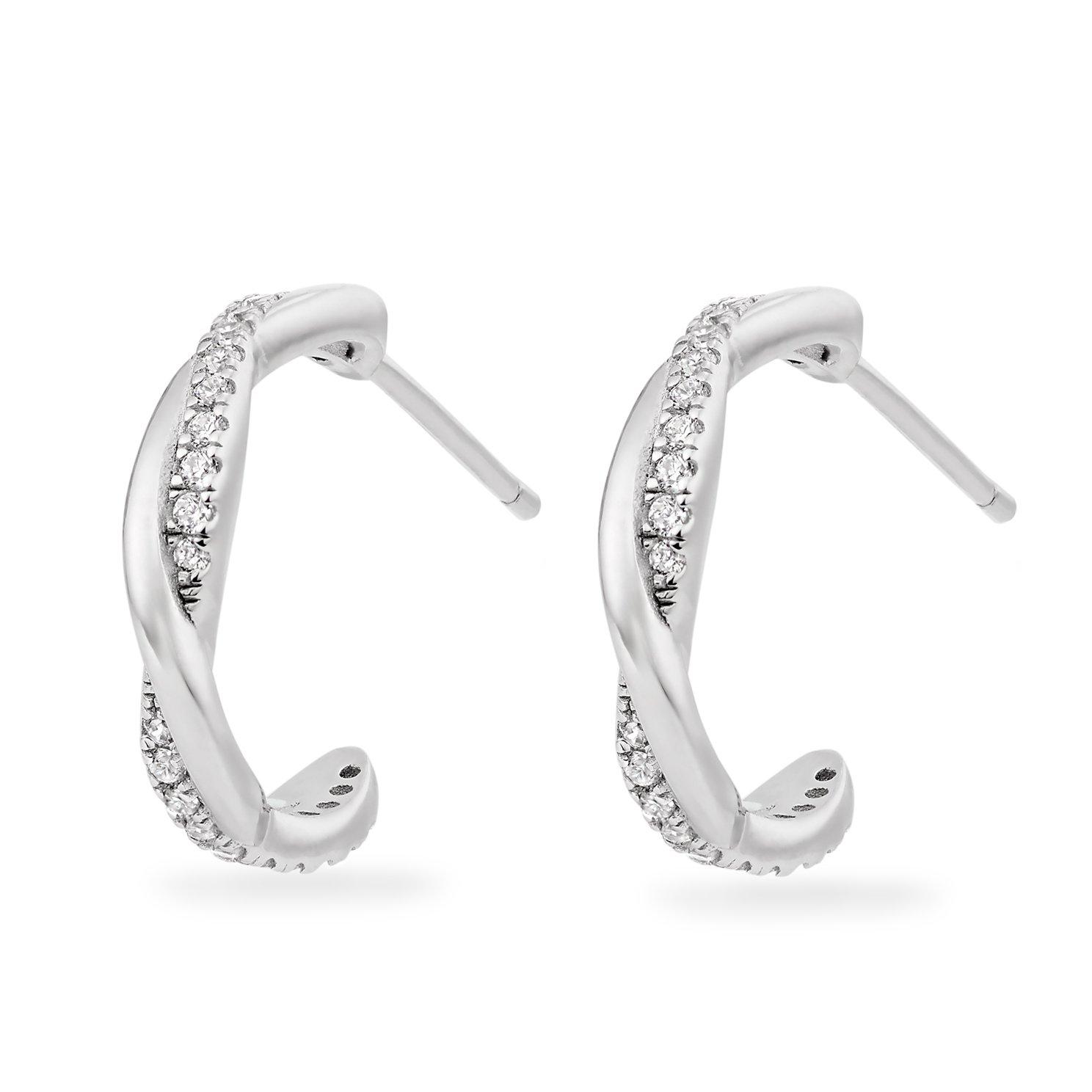 Silver Cubic Zirconia Twist Earrings | 0120187 | Beaverbrooks the