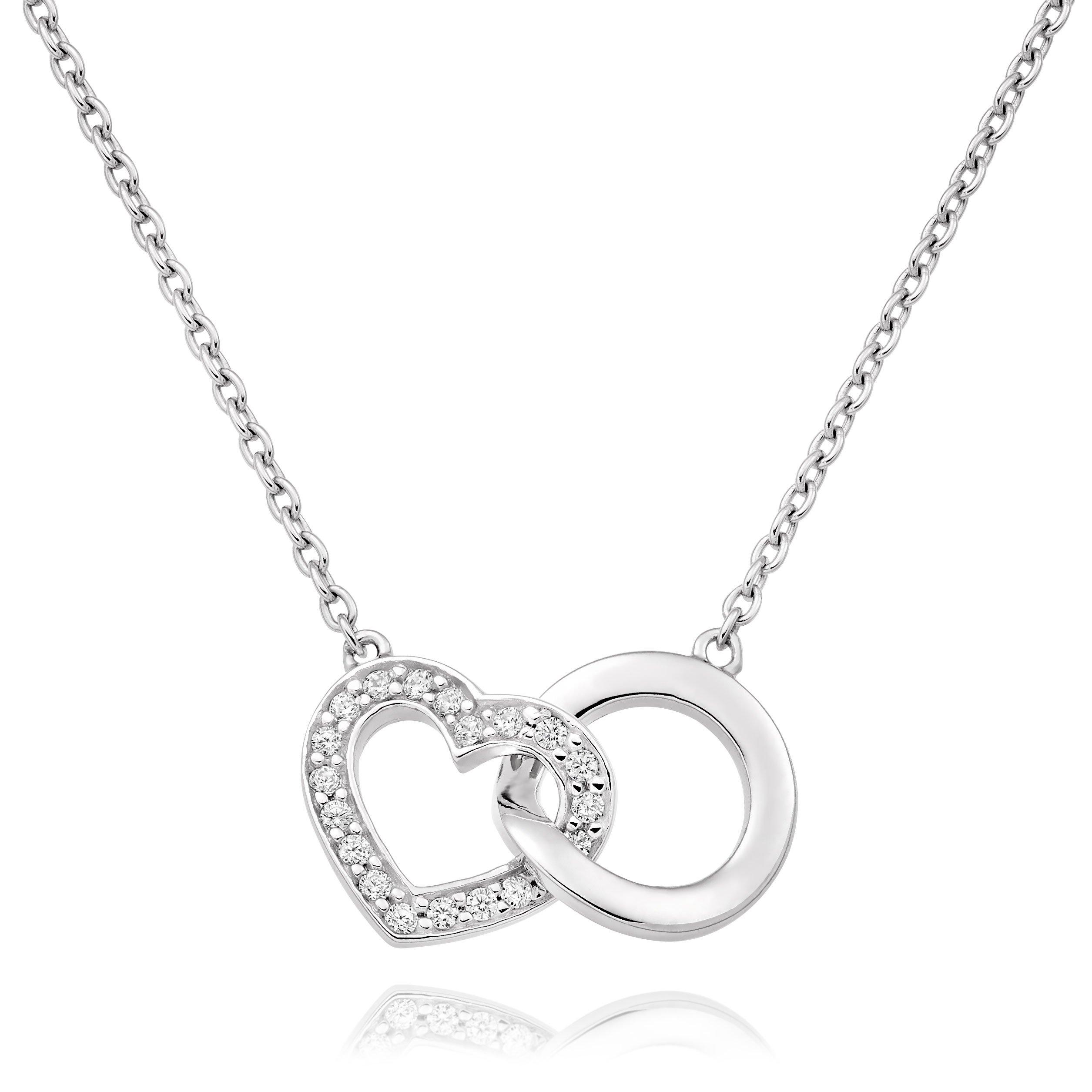 Silver Cubic Zirconia Interlocking Necklace | 0120258 | Beaverbrooks ...