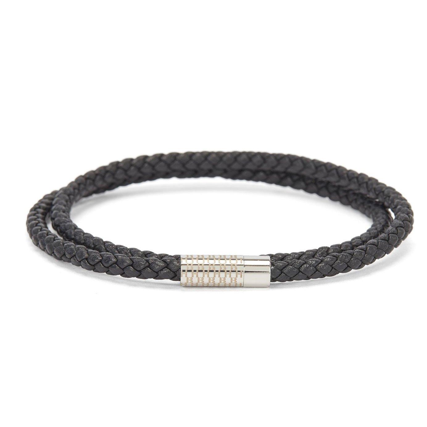 BOSS Bryce Black Leather Double Wrap Men's Bracelet | 0120715 ...