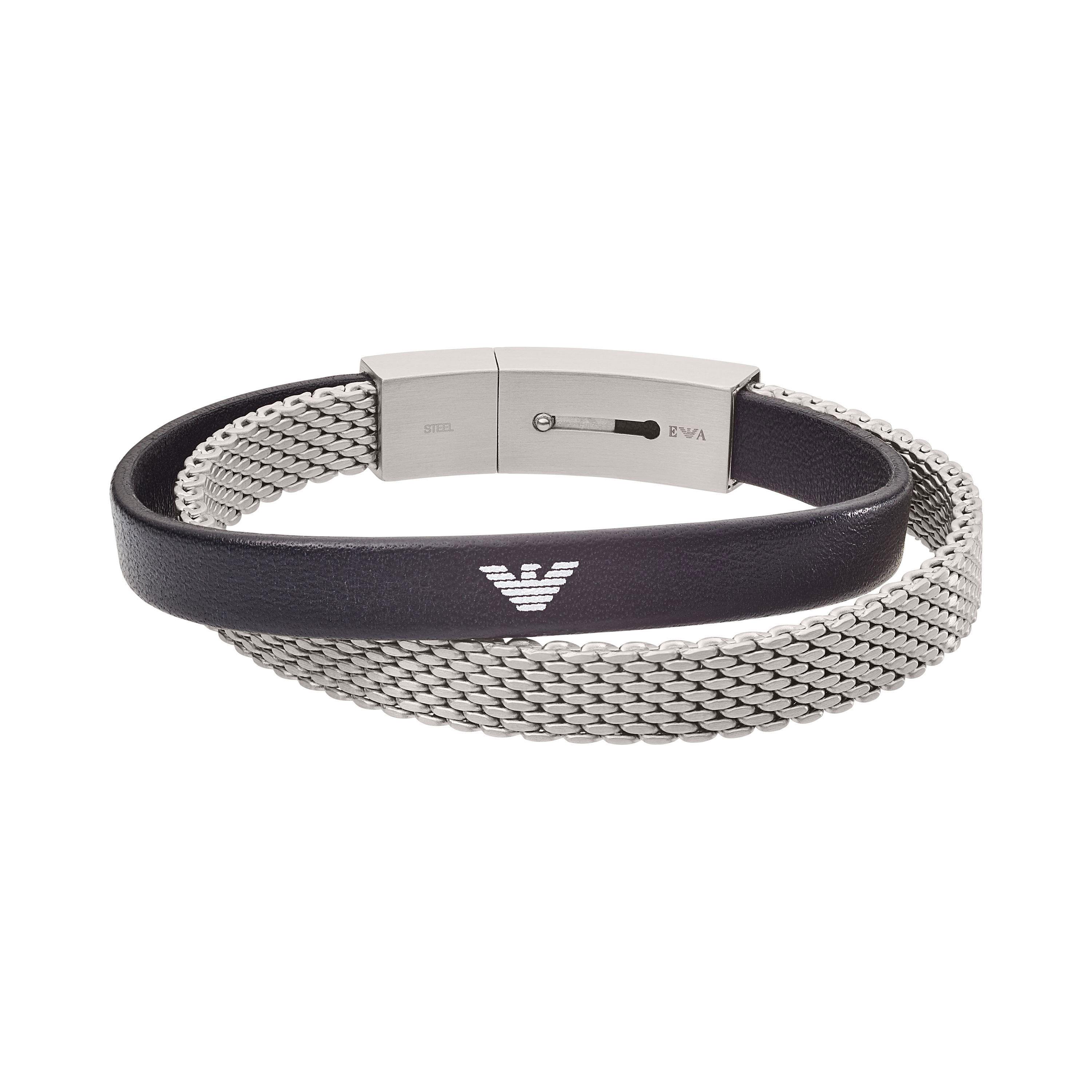 Emporio armani unisex leather on sale bracelet