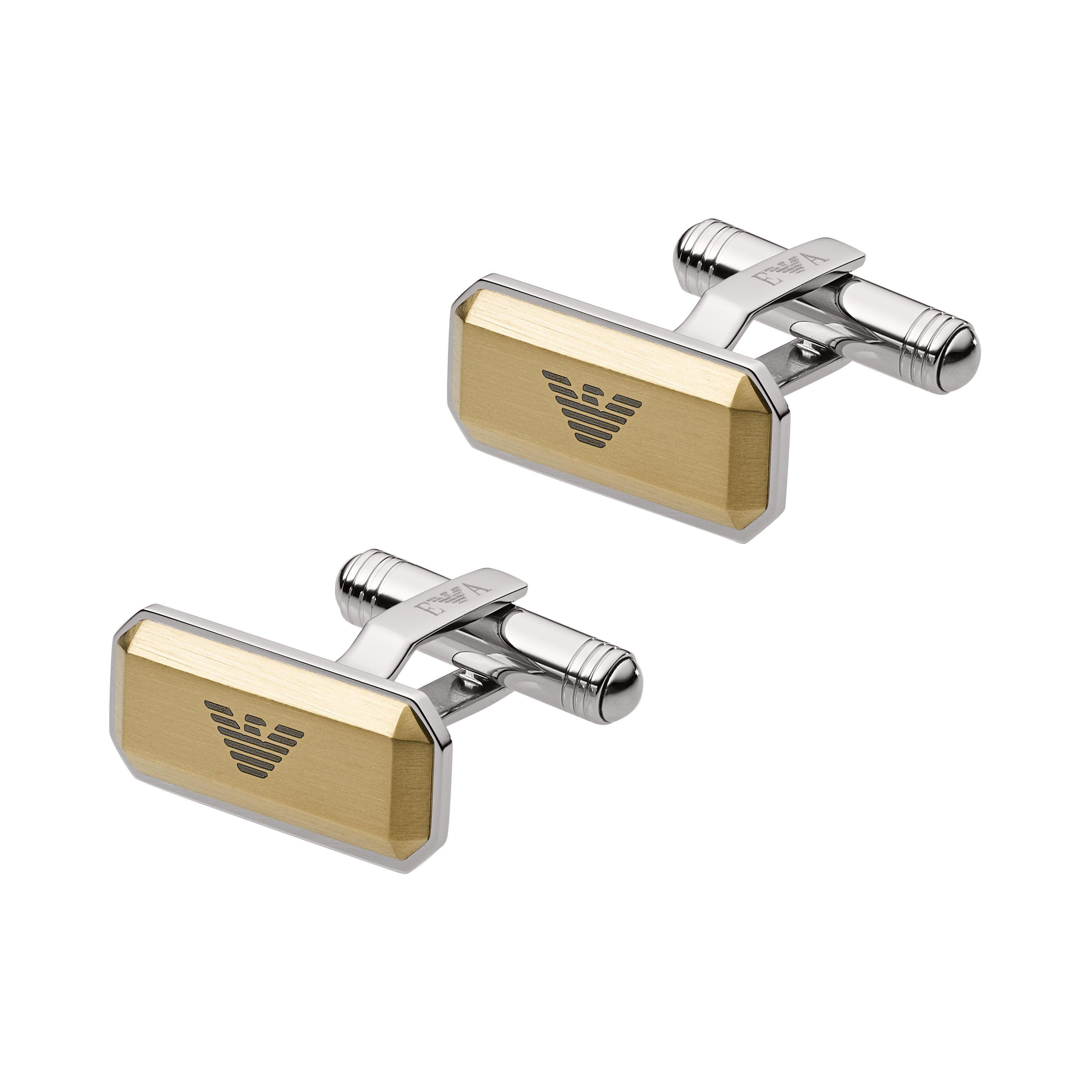 Emporio Armani Steel and Gold Tone Men's Cufflinks | 0121258 | Beaverbrooks  the Jewellers