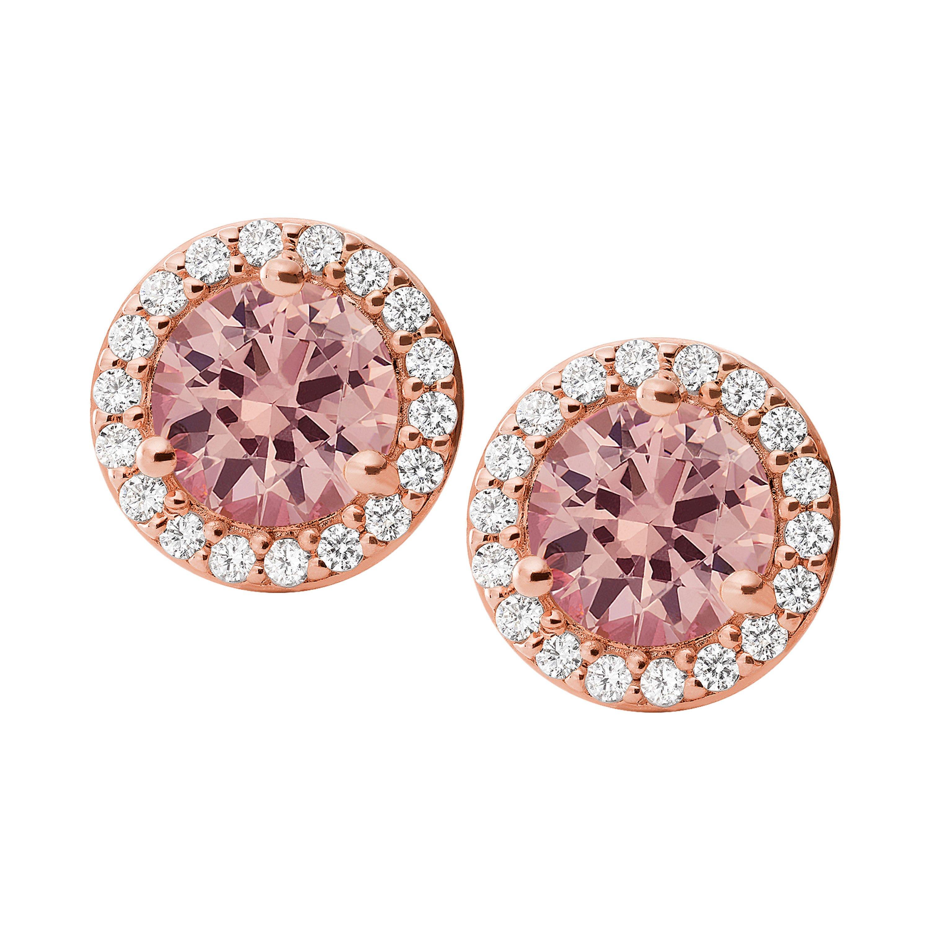 Michael Kors Exclusive Rose Gold Plated Silver Pink Halo Earrings